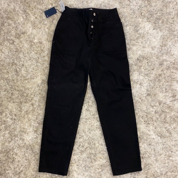 Womens Aritzia Wilfred Free Belen Pant Black Stretch Button size 6 slim NWT - Picture 2 of 6
